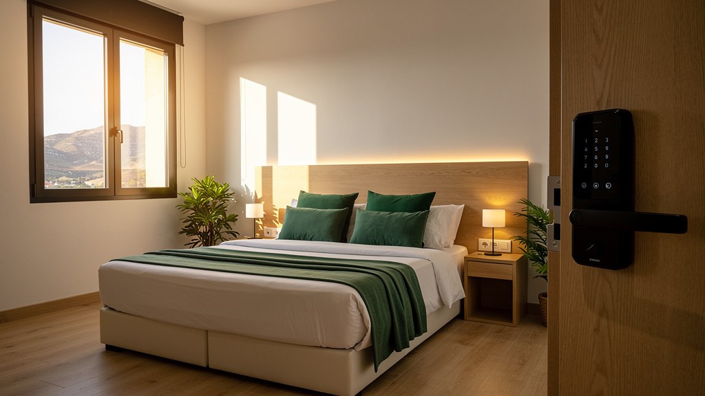Una habitación — render del Eco-Refugio Smart Candeleda